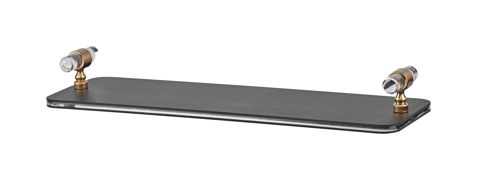 Поднос LINFINITO 33х10 см чёрный, кожа, золото