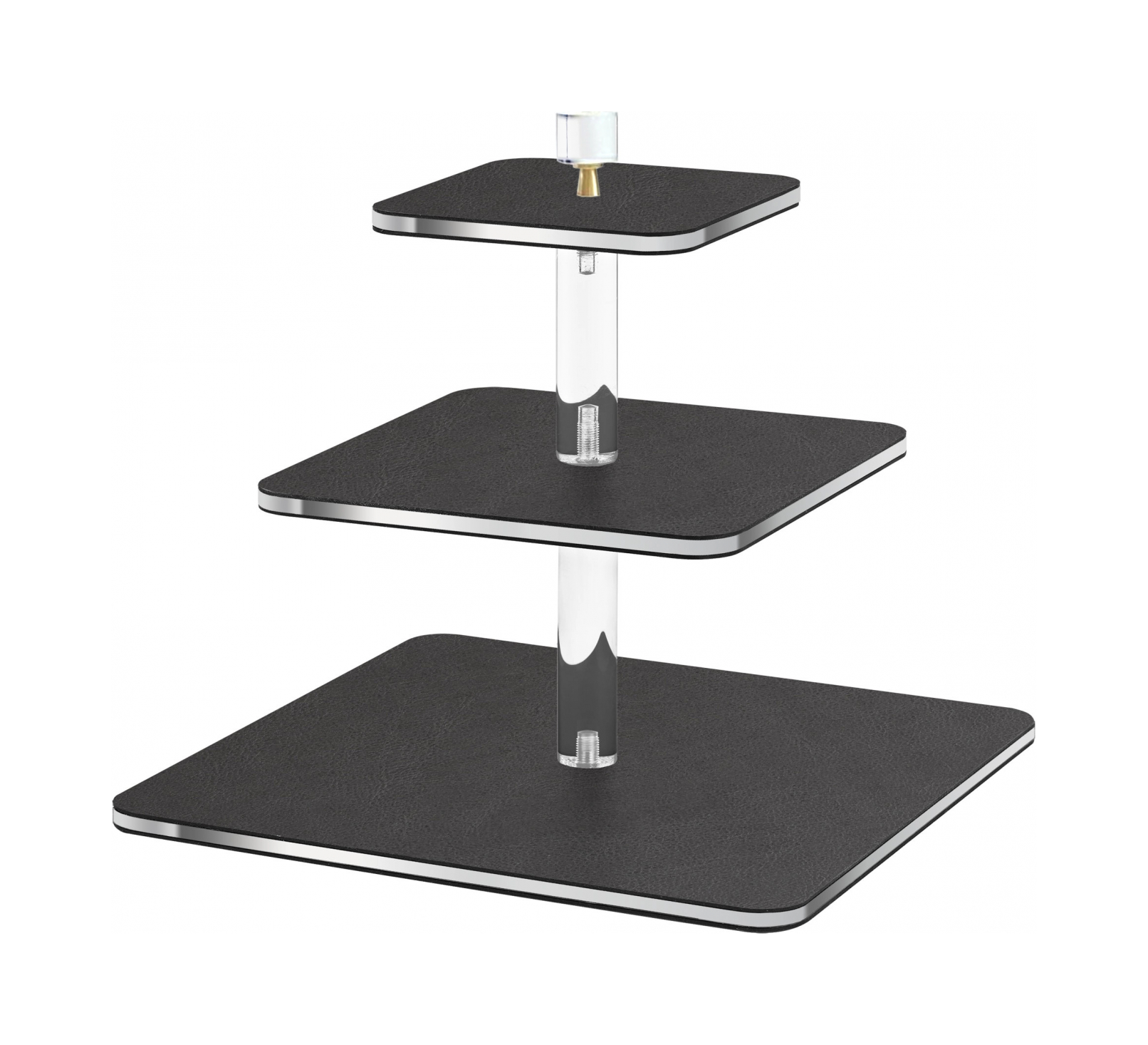 Этажерка 3-х ярусная 30х30 см чёрная, кожа