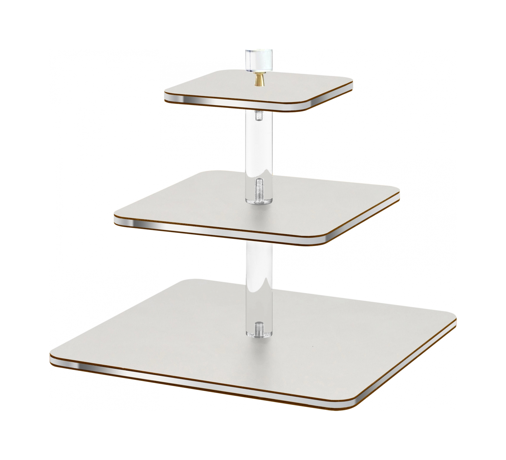 Этажерка 3-х ярусная 30х30 см устричная, кожа