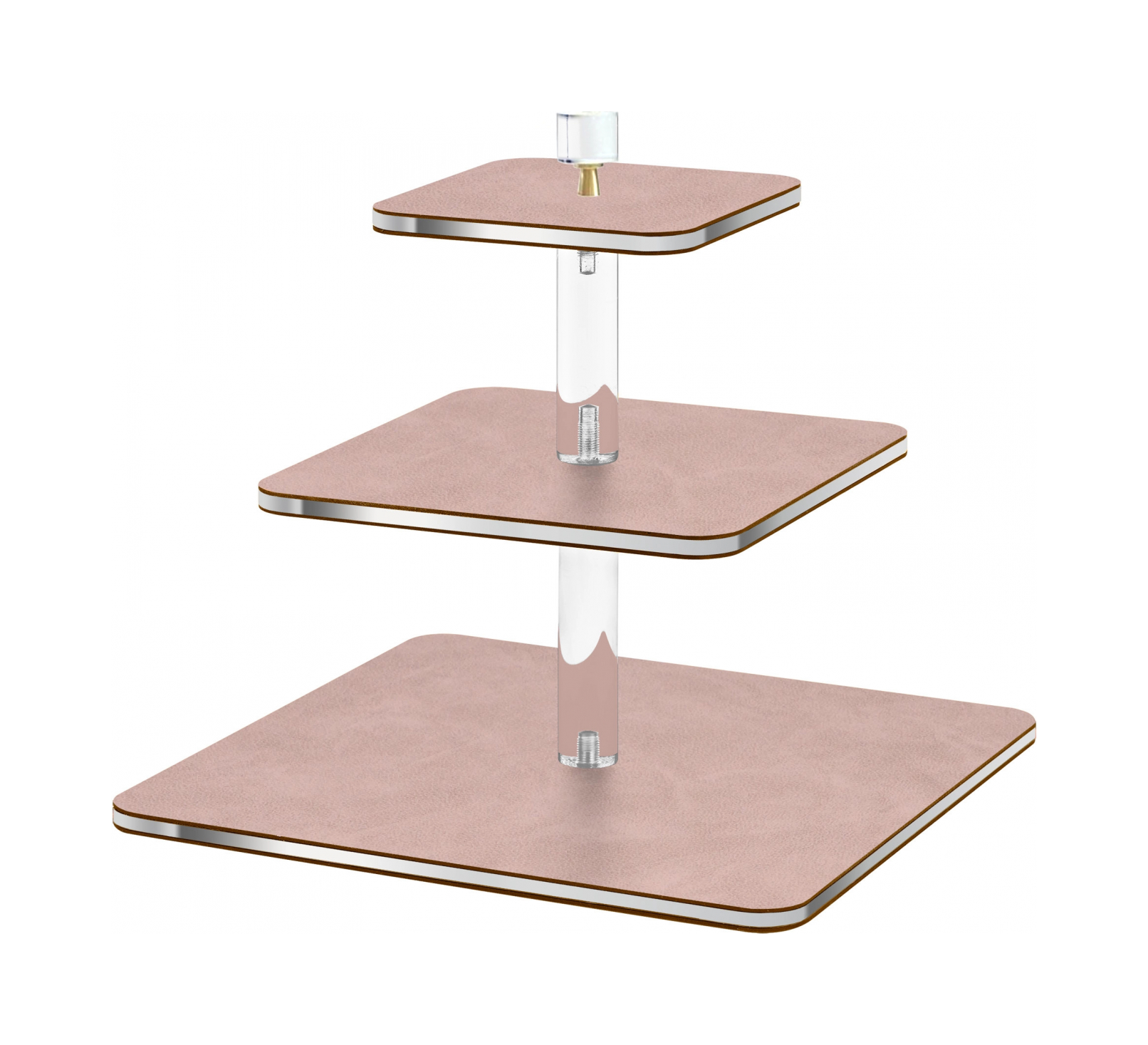 Этажерка 3-х ярусная 30х30 см пепельная роза, кожа