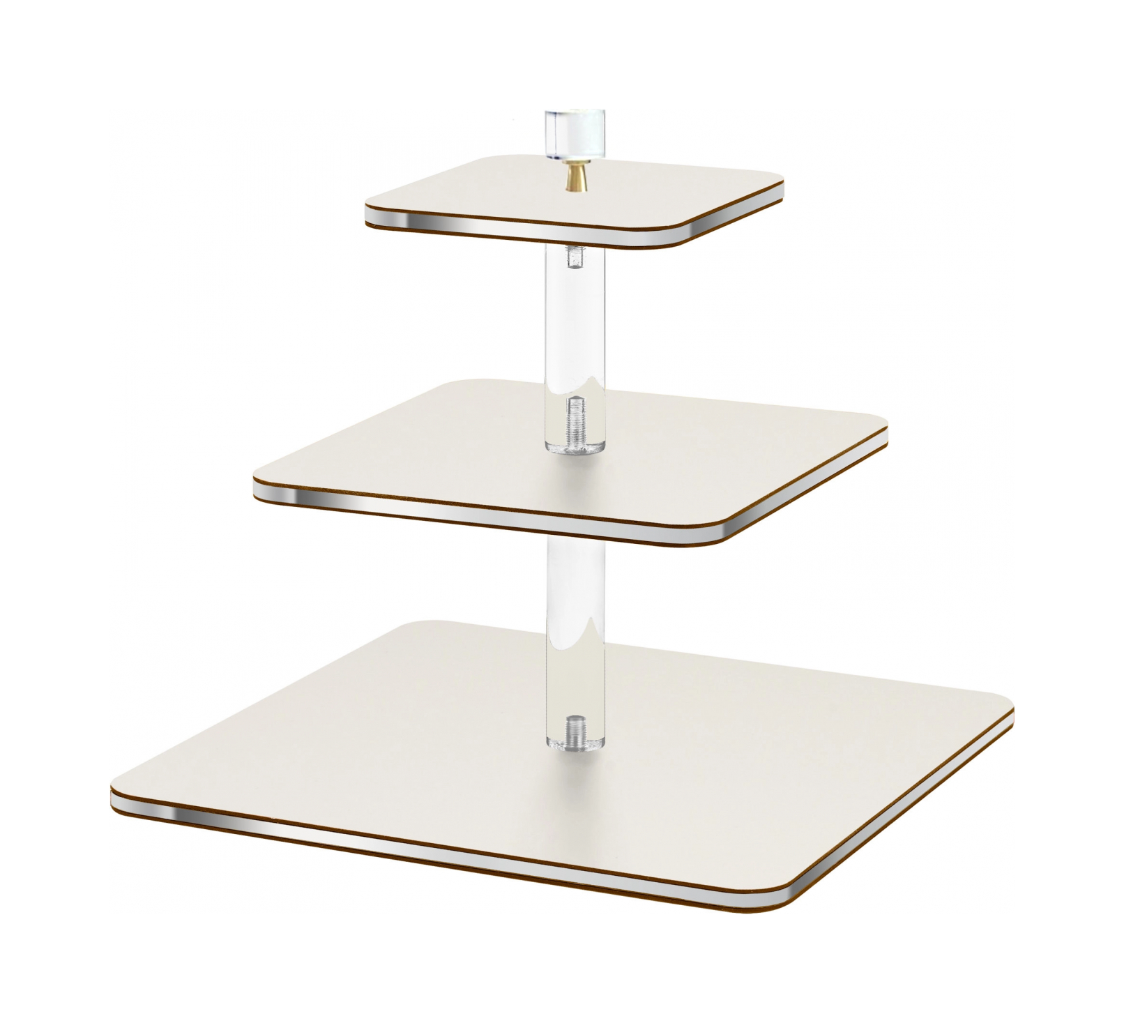 Этажерка 3-х ярусная 30х30 см белая, кожа