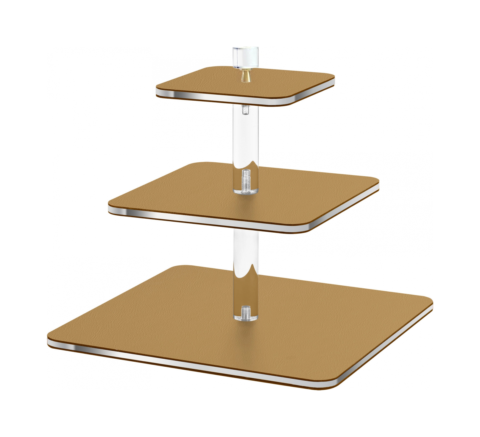 Этажерка 3-х ярусная 30х30 см горчица, кожа