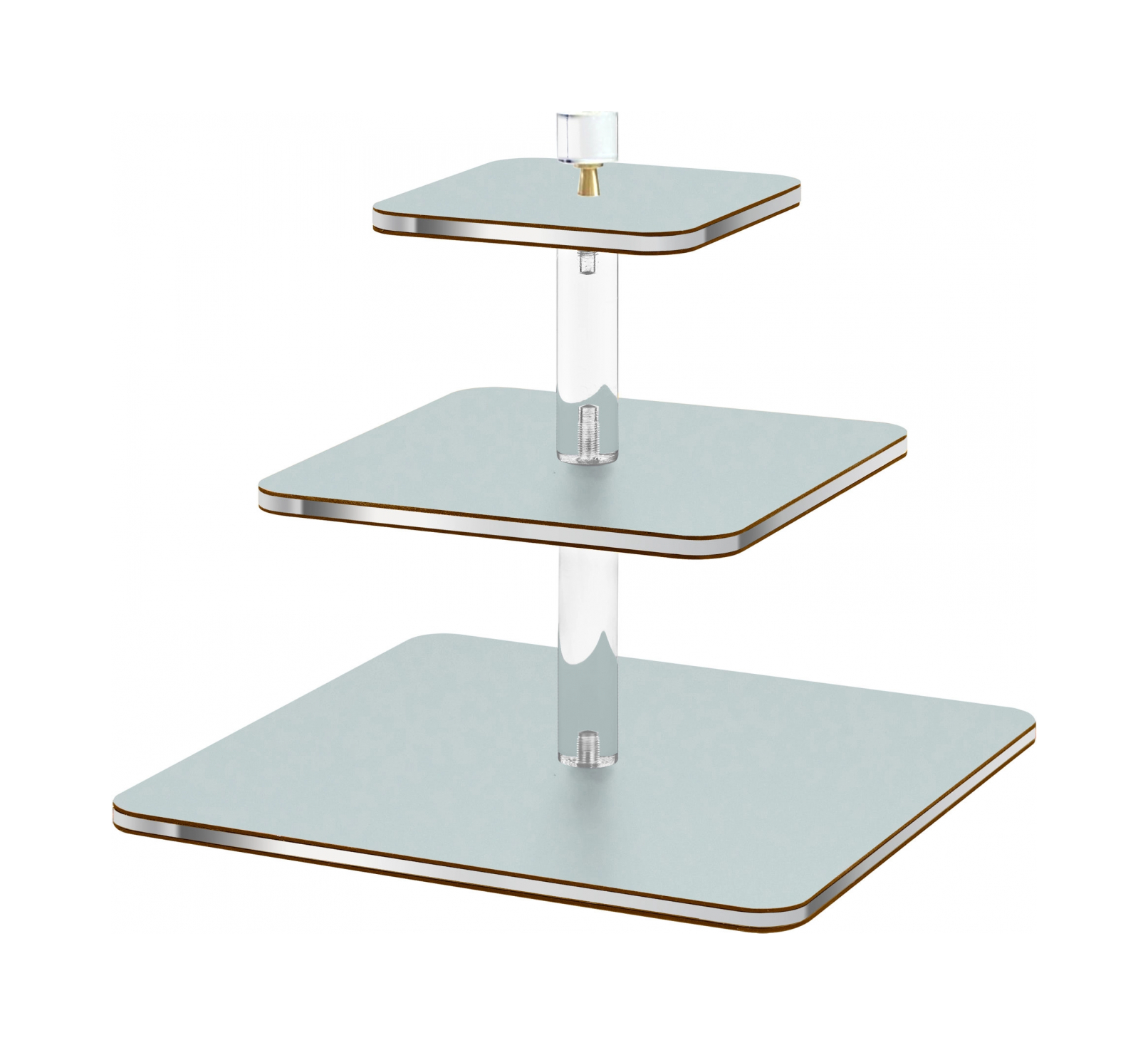 Этажерка 3-х ярусная 30х30 см небесно-голубая, кожа