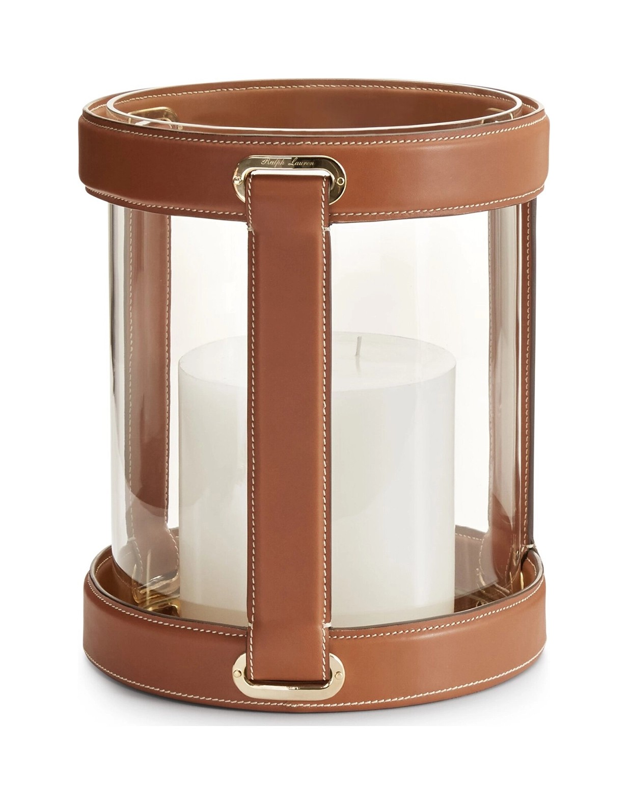 Подсвечник RILEY 30 см кожа, стекло Ralph Lauren Home 682857124001