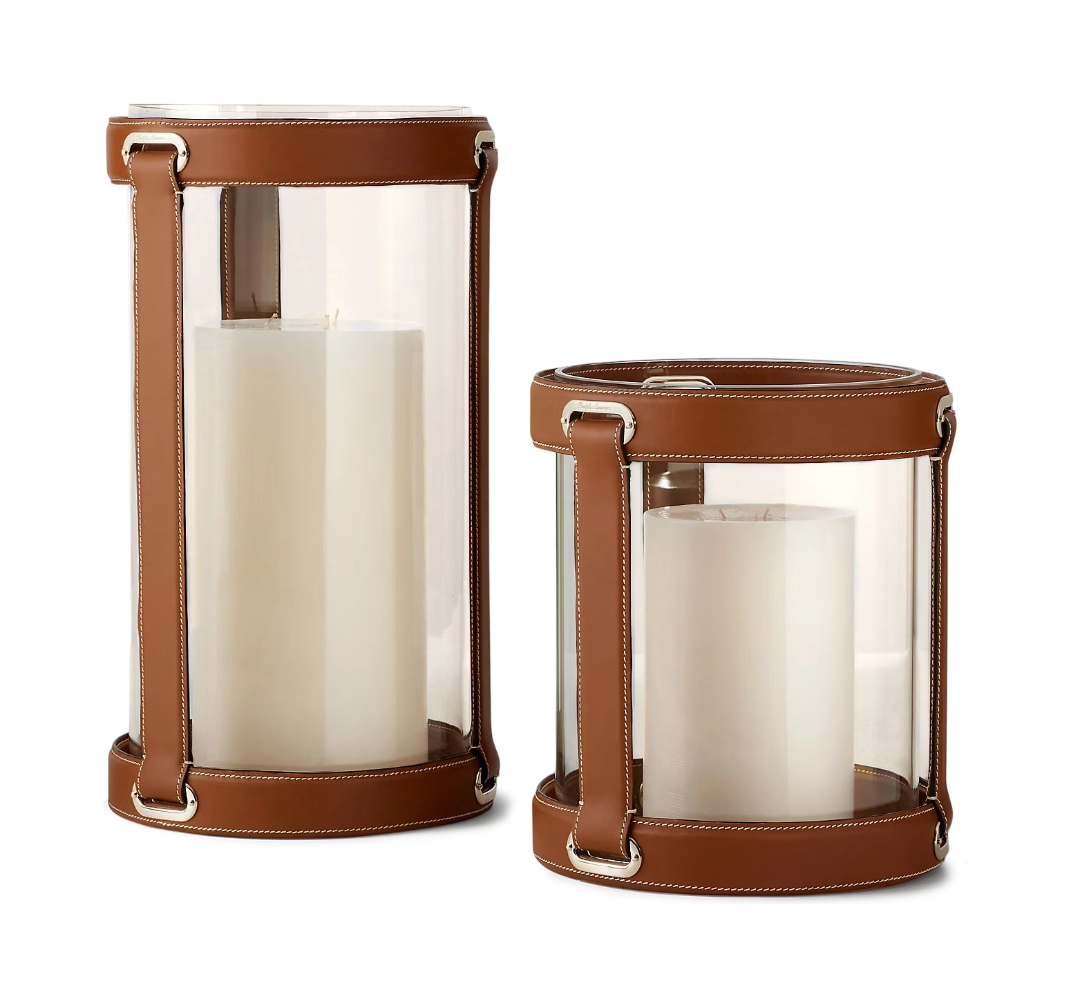 Подсвечник RILEY 30 см кожа, стекло Ralph Lauren Home 682857124001
