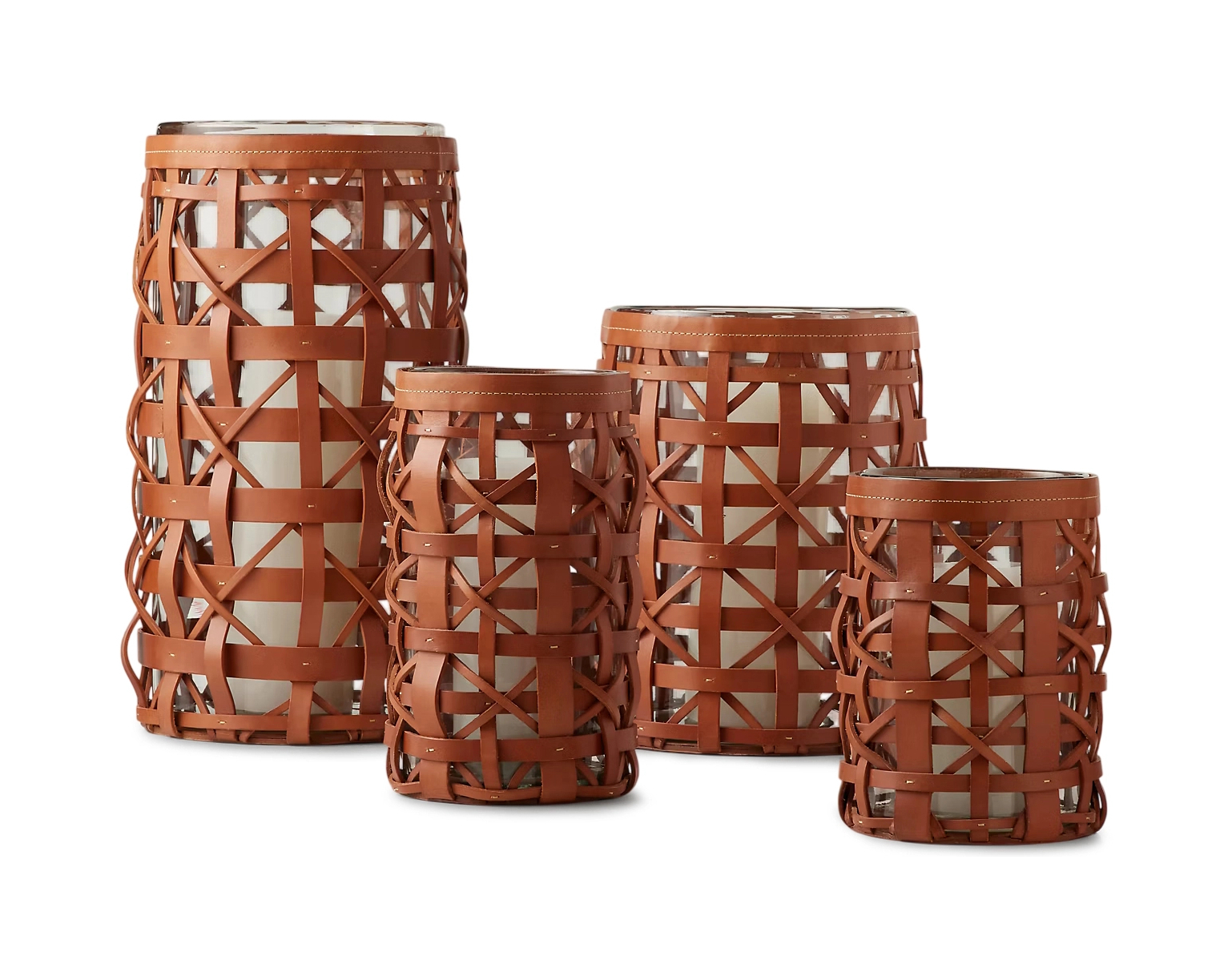 Подсвечник PRESTON 20 см кожа, стекло Ralph Lauren Home 682974830001