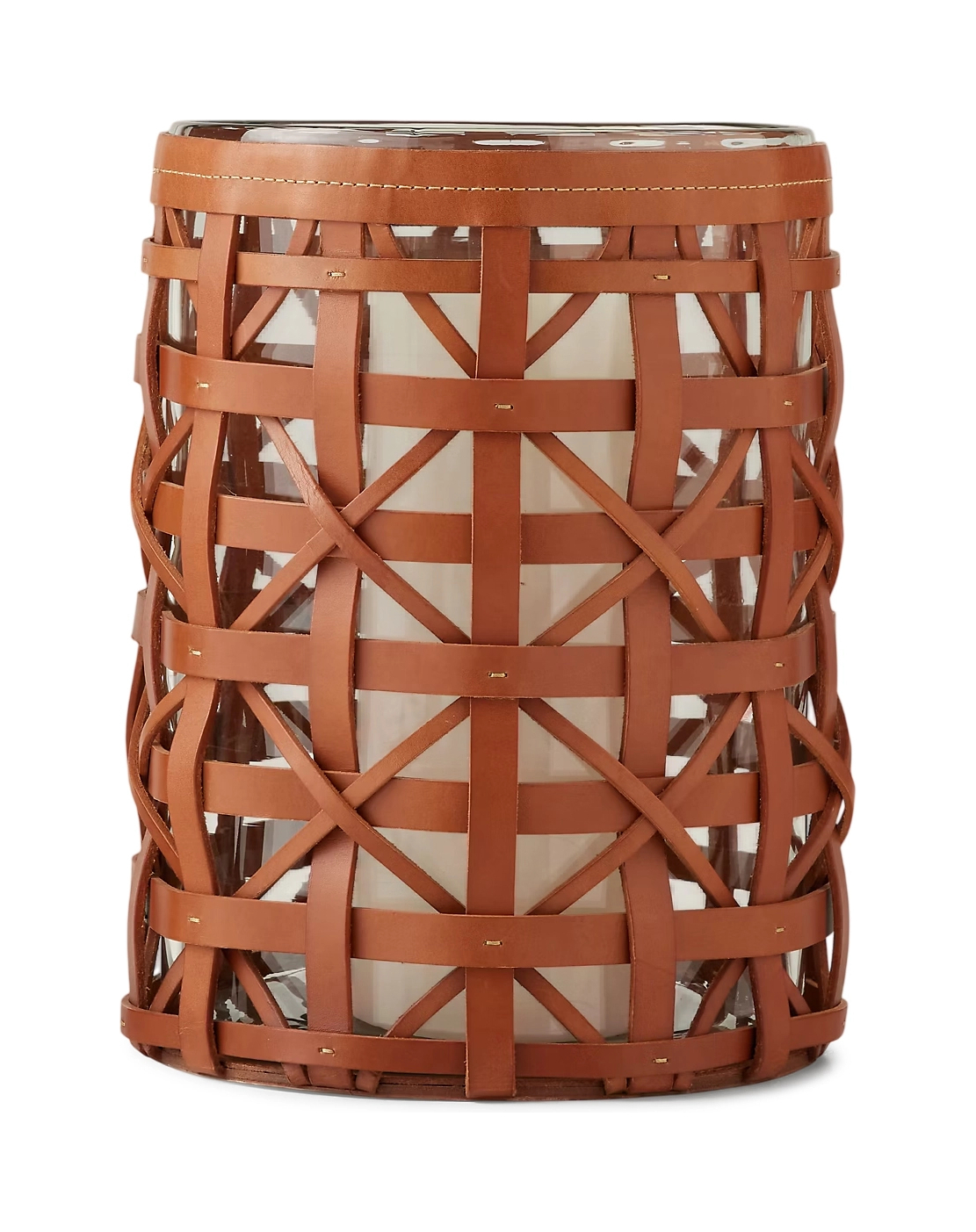 Подсвечник PRESTON 28.5 см кожа, стекло