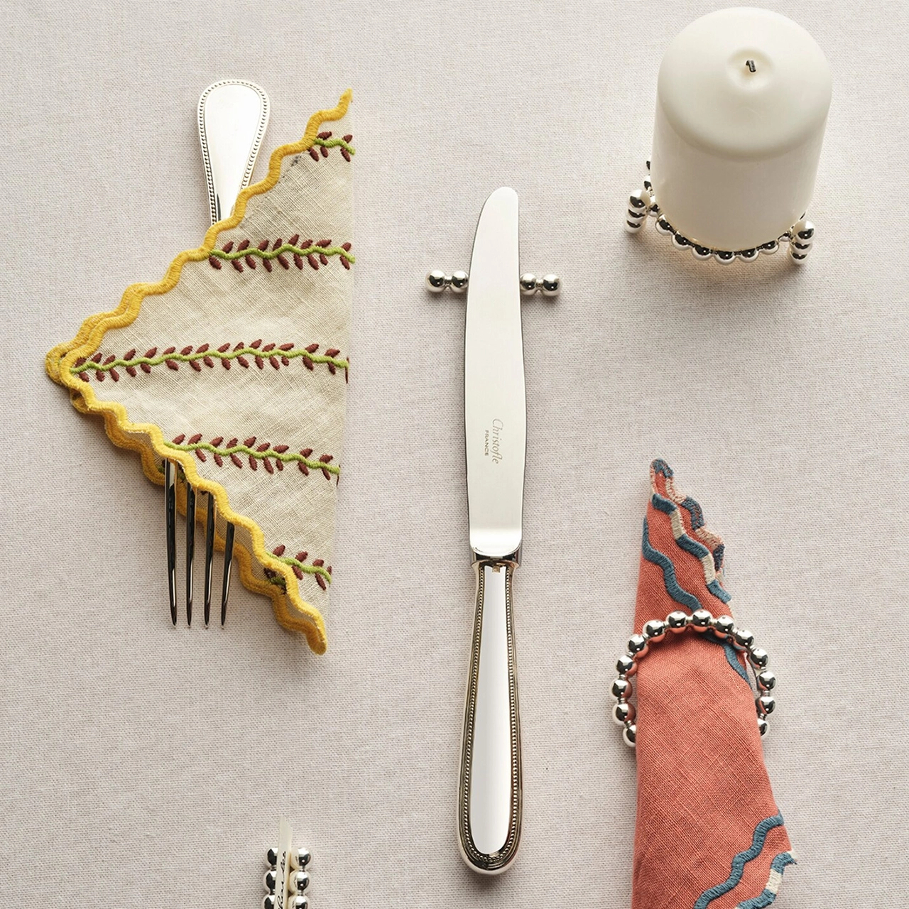 Подсвечник PERLES со свечей 9.5 см посеребрение – 2