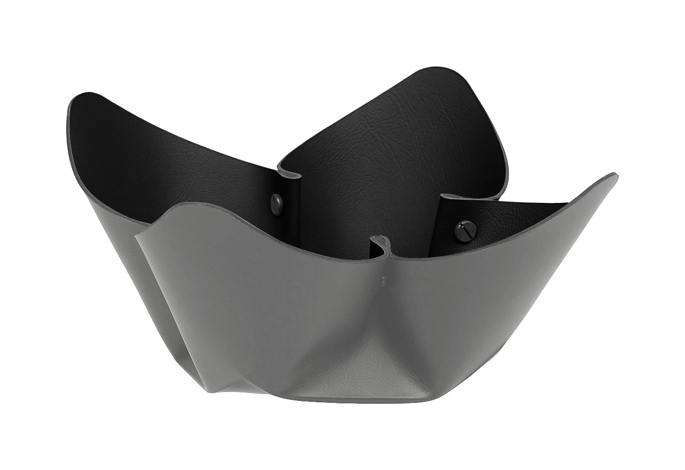 Фруктовница 25 см серая, кожа