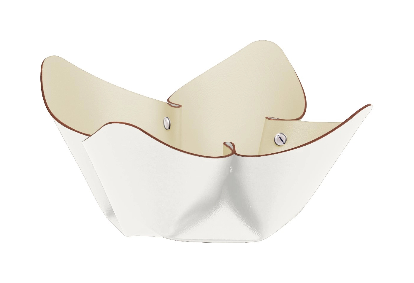 Фруктовница 25 см белая, кожа