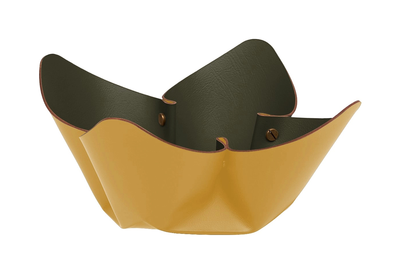 Фруктовница 25 см горчица, кожа