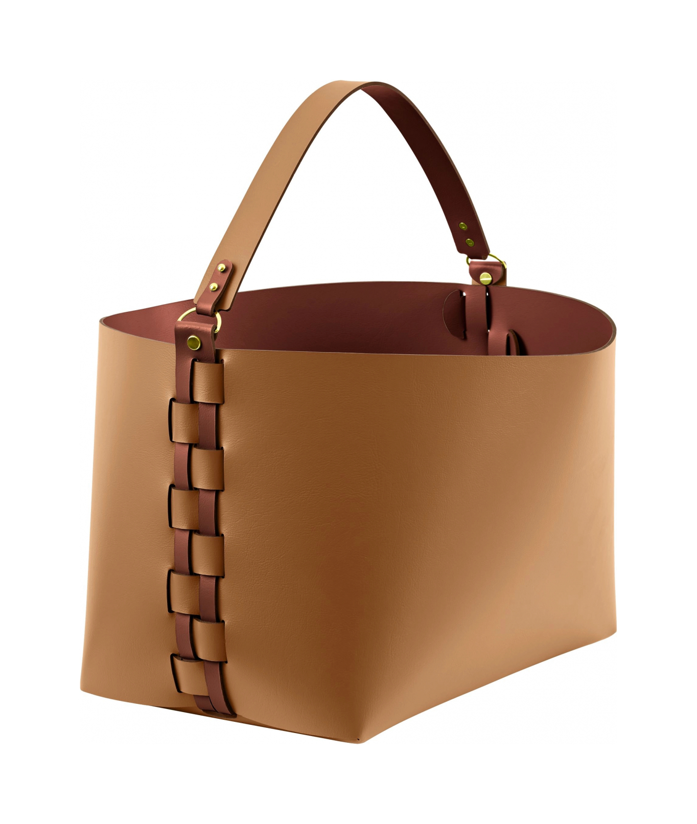 Корзина HELENA со съёмной ручкой 35x30 см коньяк, кожа