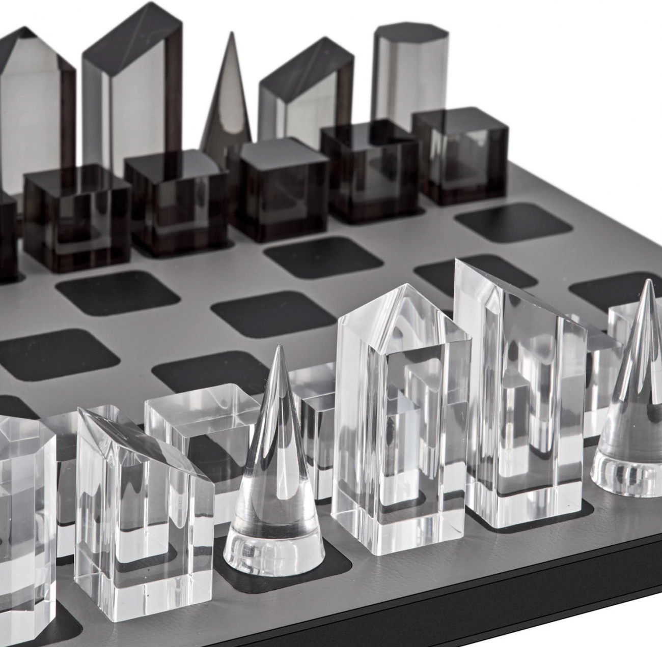 Шахматы 30x30 серые, акрил, кожа, – 2