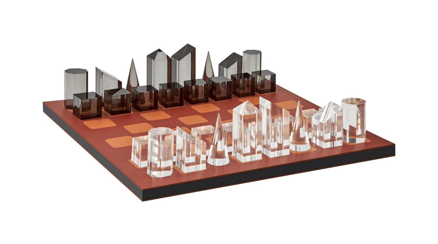 Шахматы 30x30 бордо, акрил, кожа