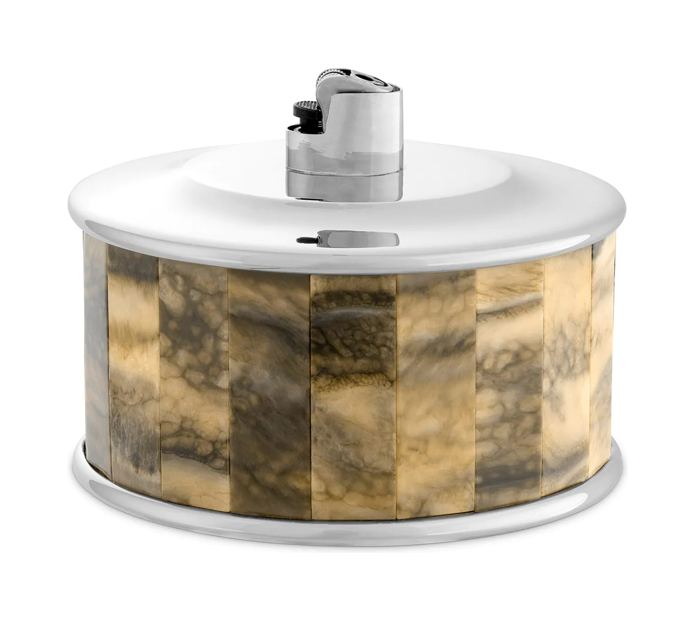 Подставка для зажигалки BONHAM 13 см круглая, декоративный рог, никель