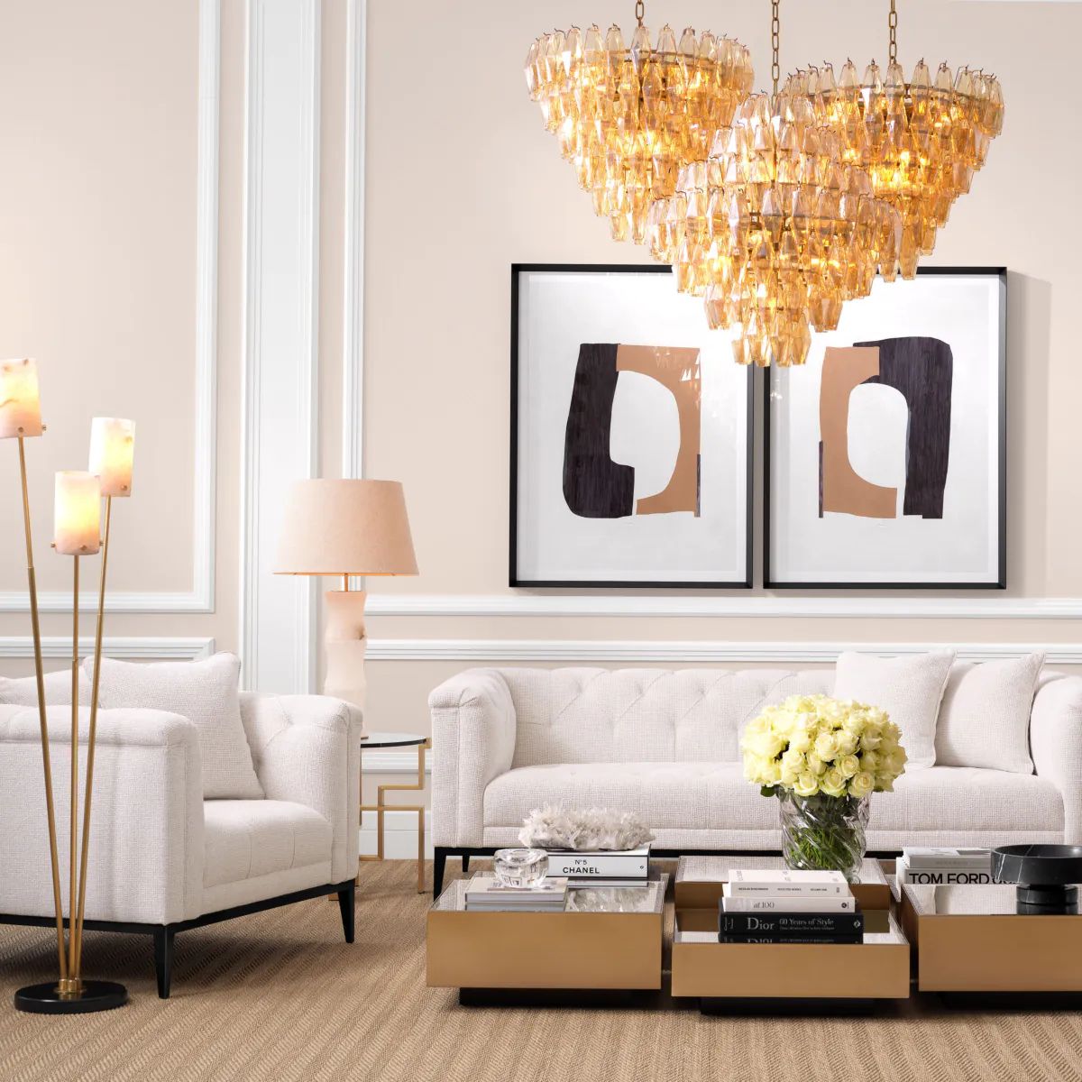 Кресло CESARE кремовое, чёрное основание – 2