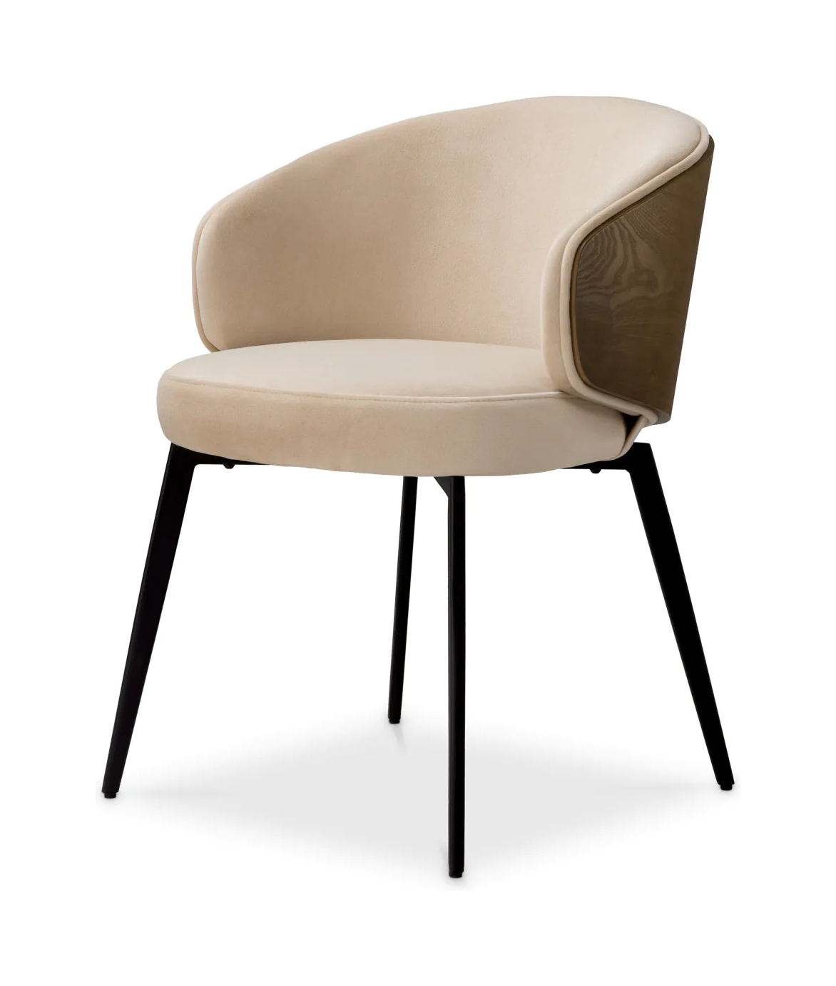 Обеденный стул CAMEROTA бежевый бархат ореховое дерево