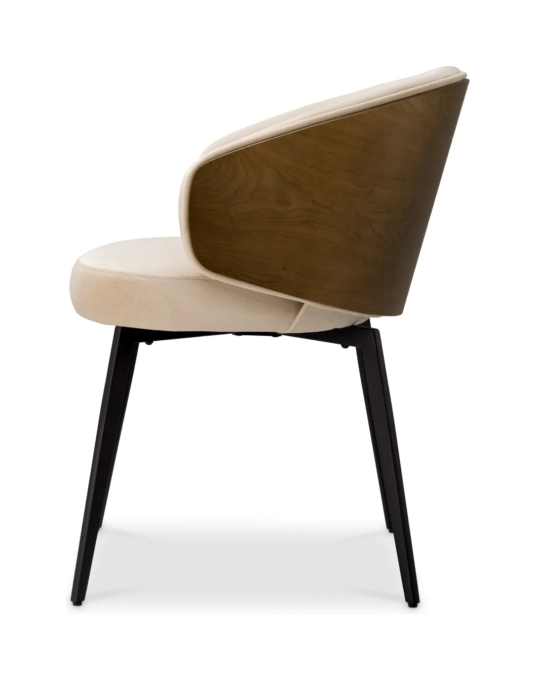 Обеденный стул CAMEROTA бежевый бархат ореховое дерево Eichholtz 119654