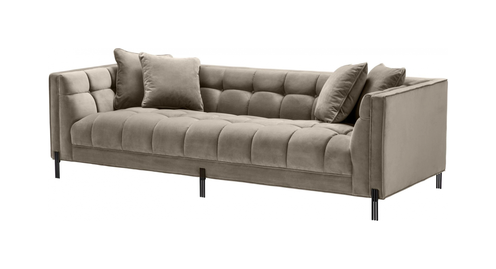 Диван SIENNA бежево-серый бархат Savona, чёрные ножки