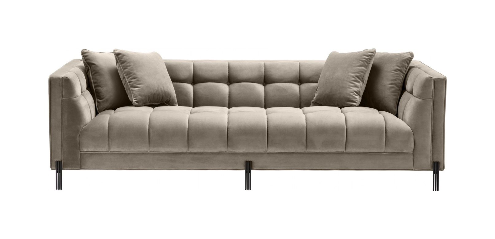 Диван SIENNA бежево-серый бархат Savona, чёрные ножки – 2