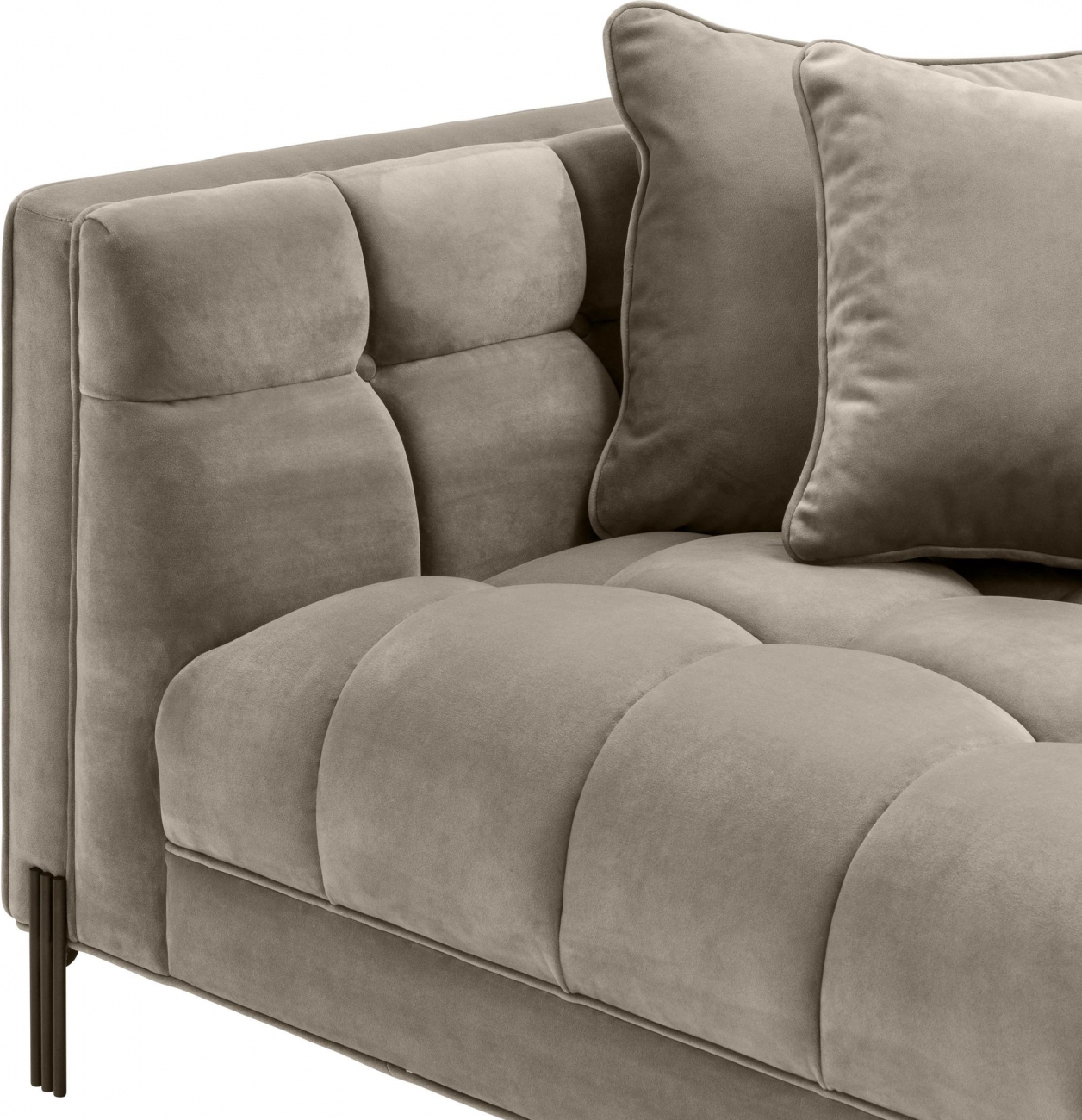 Диван SIENNA бежево-серый бархат Savona, чёрные ножки Eichholtz 113384