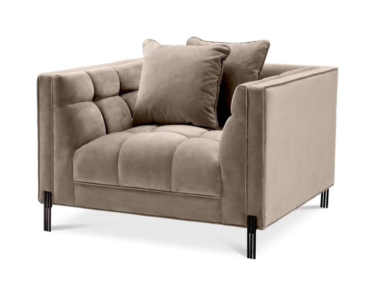 Кресло SIENNA бежево-серый бархат Savona, чёрные ножки