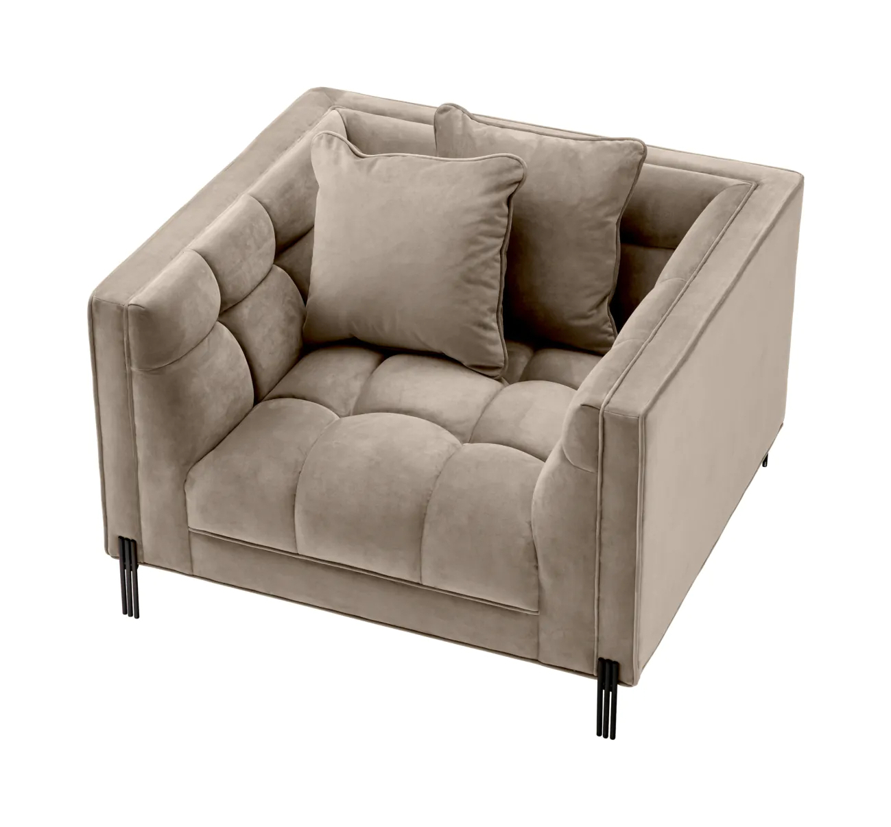 Кресло SIENNA бежево-серый бархат Savona, чёрные ножки – 2