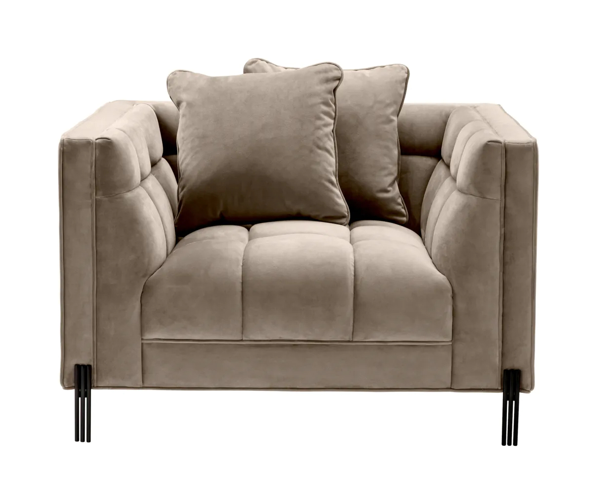 Кресло SIENNA бежево-серый бархат Savona, чёрные ножки Eichholtz 113385