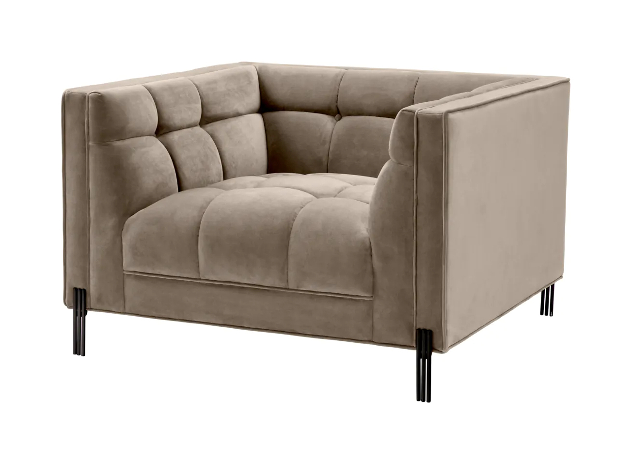 Кресло SIENNA бежево-серый бархат Savona, чёрные ножки Eichholtz 113385