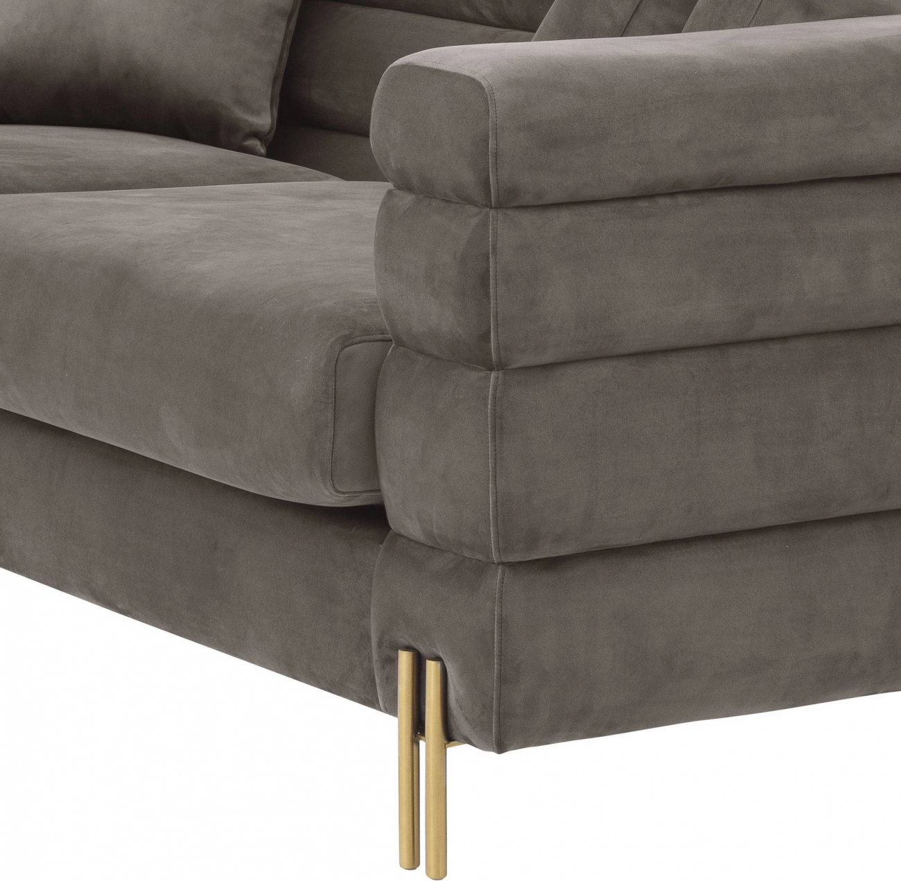 Диван YORK 230х95 см серый бархат, латунные ножки – 2