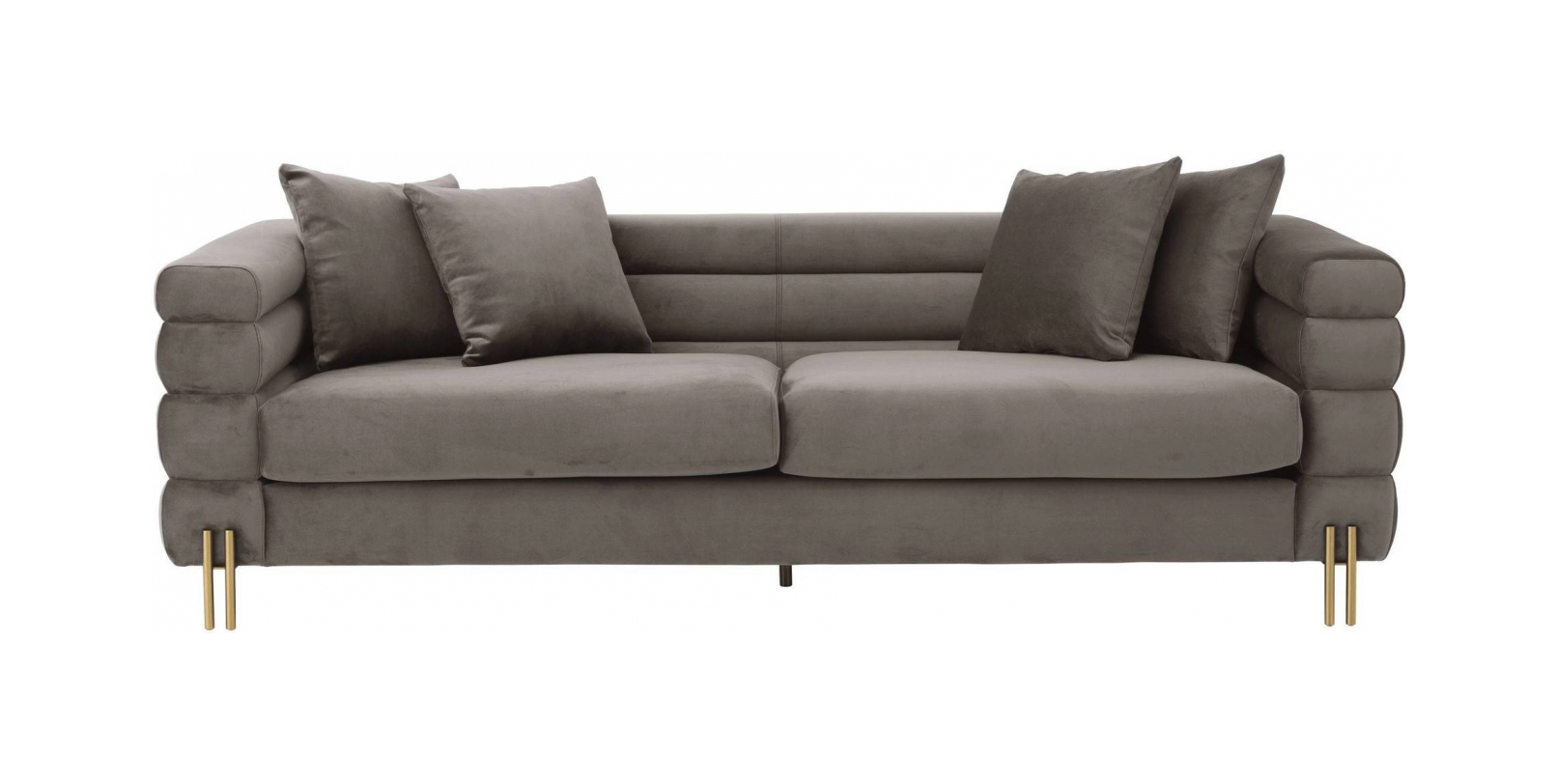 Диван YORK 230х95 см серый бархат, латунные ножки Eichholtz 114343