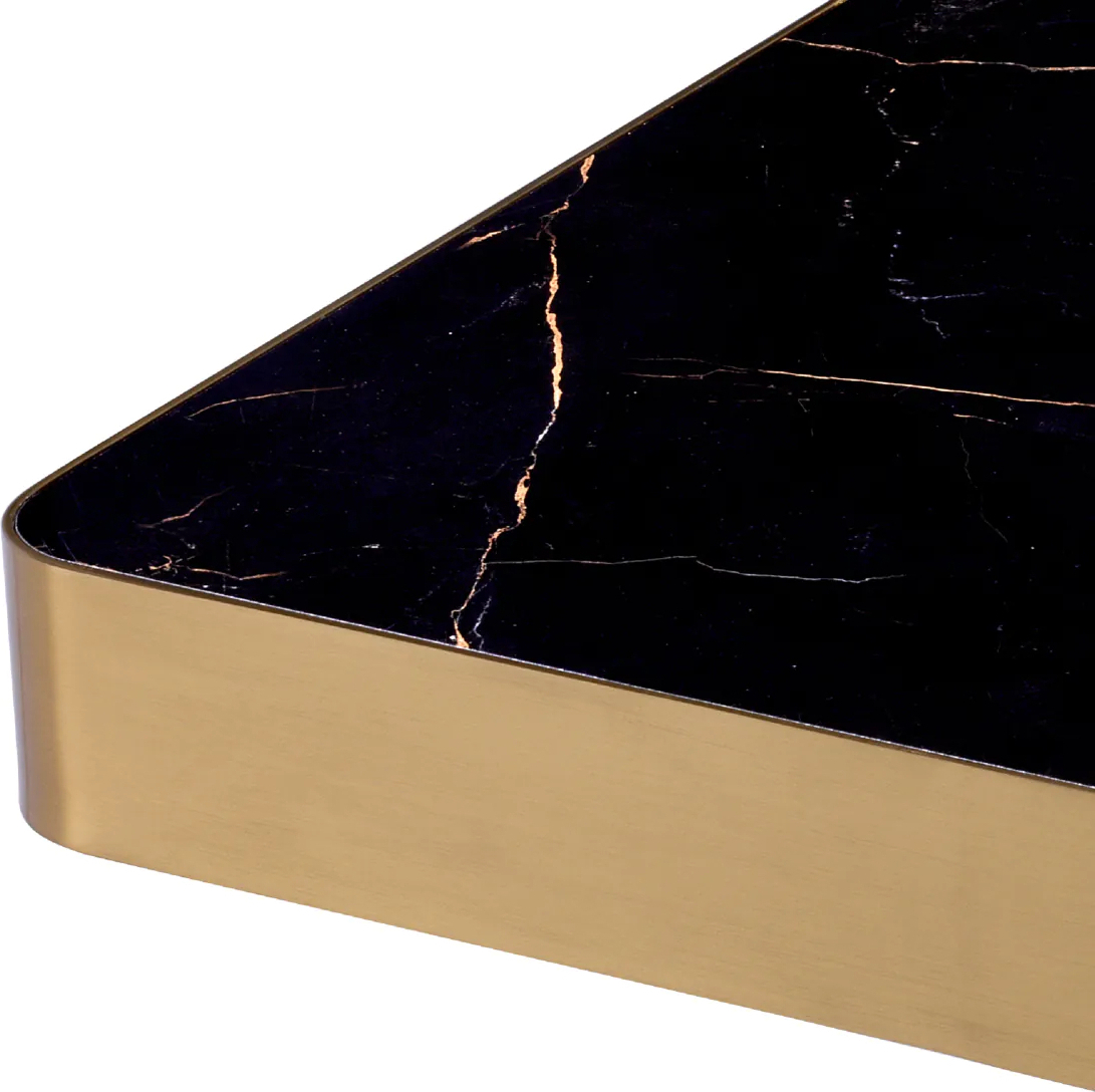 Журнальный столик LUXUS 80х80 см квадратный, матовая латунь, керамика – 2