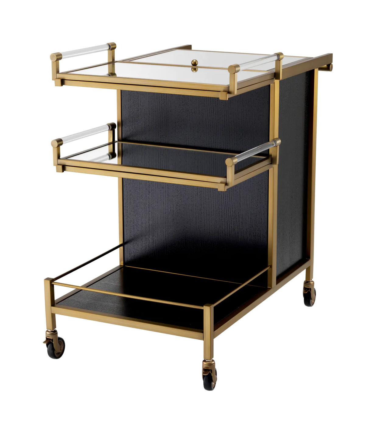 Стол сервировочный EIFFEL латунь, зеркальное стекло, чёрный дуб Eichholtz 114009