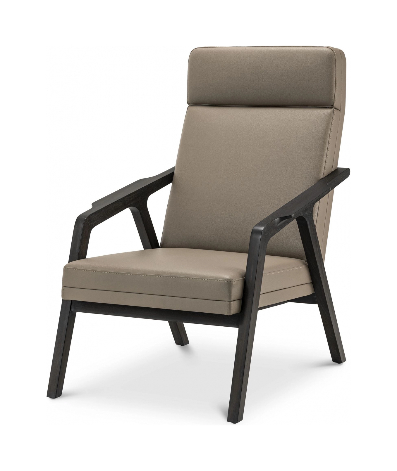 Кресло CRUISE бежево-серая кожа, деревянные ножки