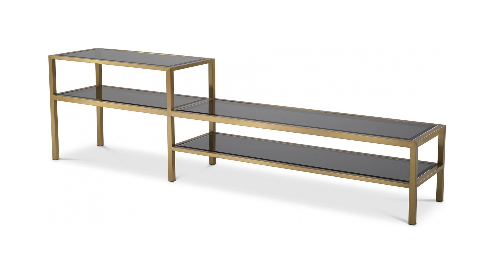 Тумба под телевизор DUO 230х45.5.см латунь, дымчатое стекло