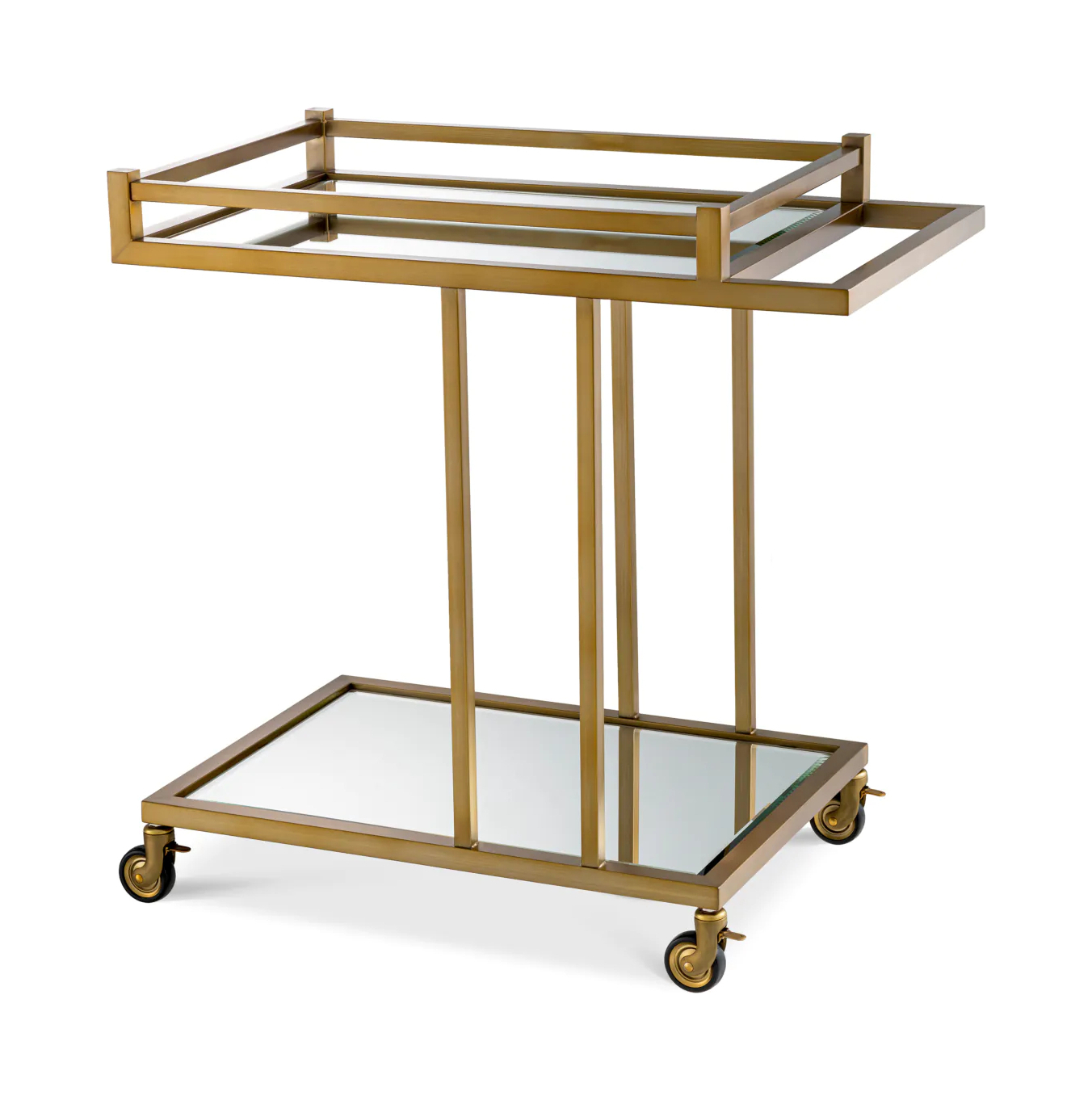 Стол сервировочный BEVERLY HILLS матовая латунь, зеркальное стекло