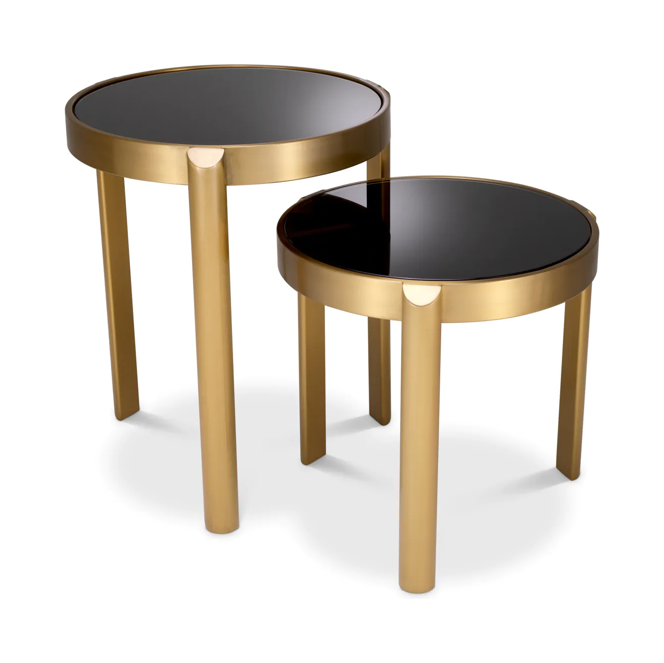 Приставной столик BUENA 2 шт матовая латунь, чёрное стекло