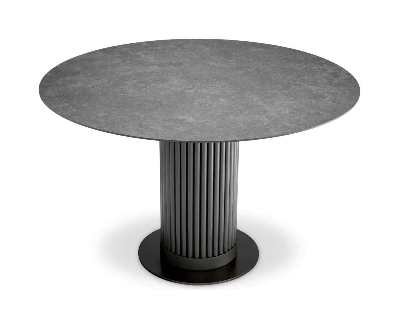 Обеденный стол VOLTERRA 76 см круглый, серая керамика, бронза