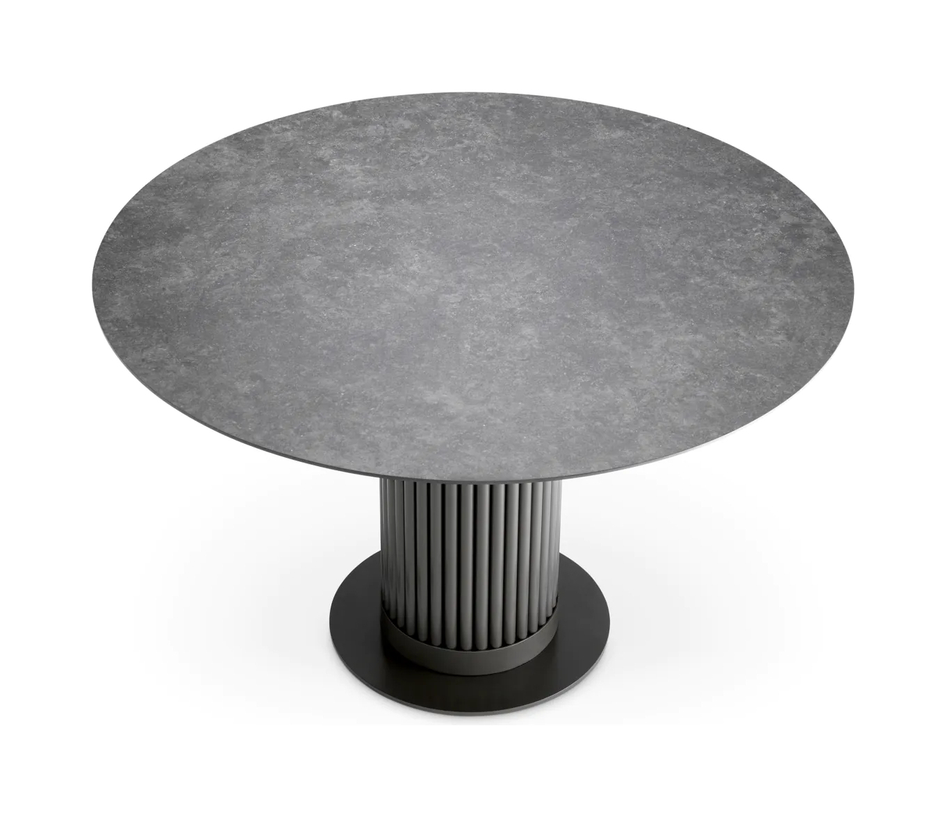 Обеденный стол VOLTERRA 76 см круглый, серая керамика, бронза Eichholtz 117743