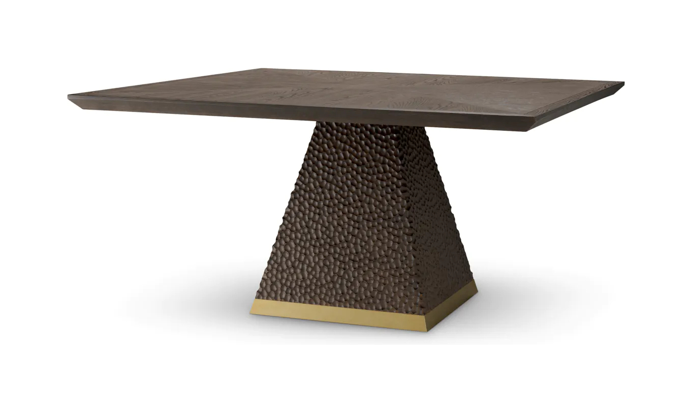 Обеденный стол REXTON квадратный, дуб, латунь