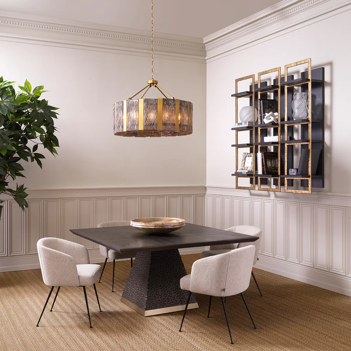 Обеденный стол REXTON квадратный, дуб, латунь – 2