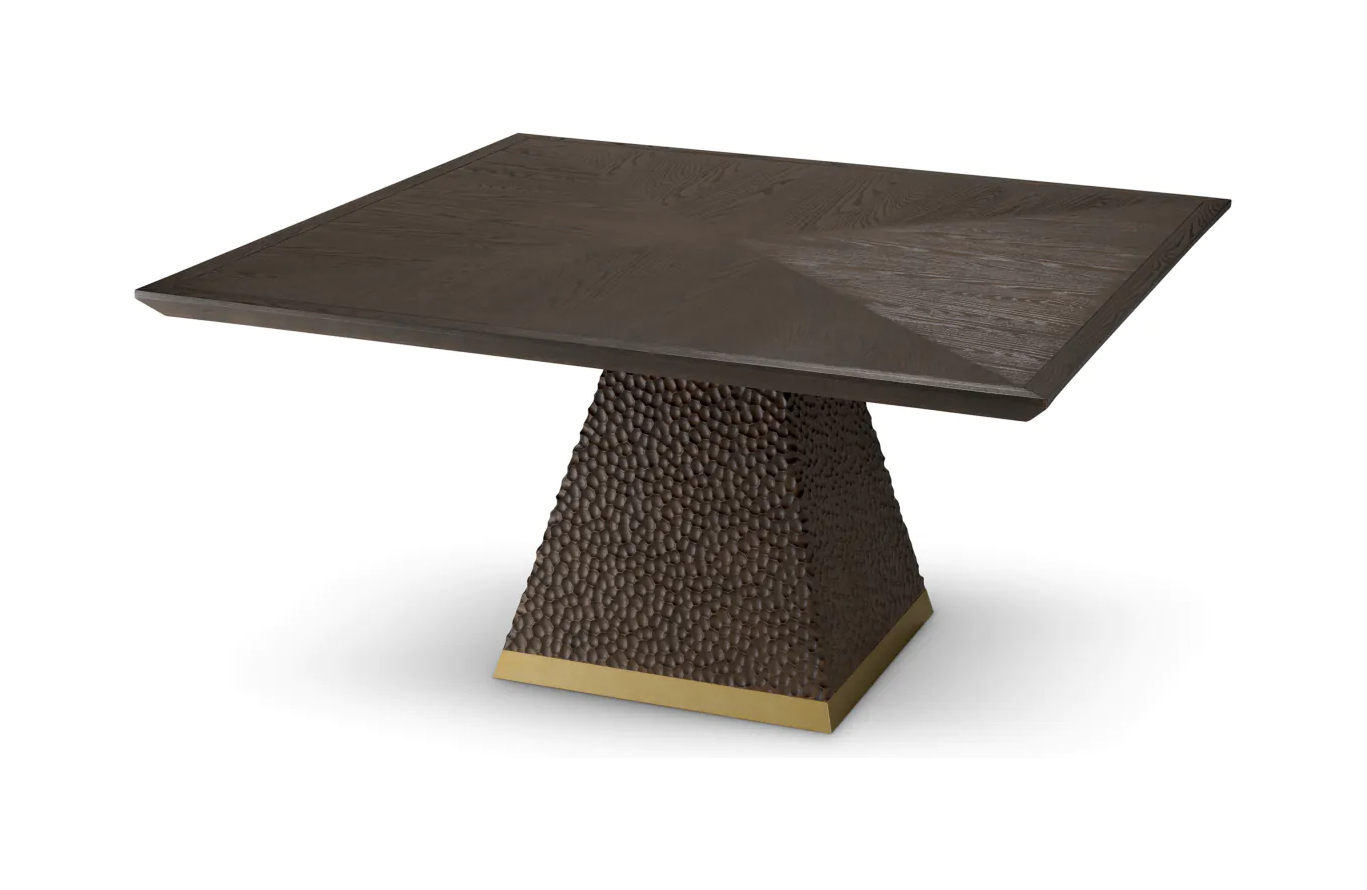 Обеденный стол REXTON квадратный, дуб, латунь Eichholtz 119928