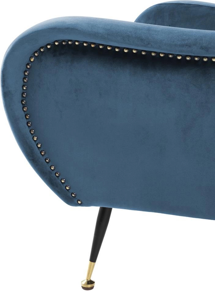 Кресло GIARDINO синий бархат, чёрные ножки с латунной отделкой Eichholtz 111487