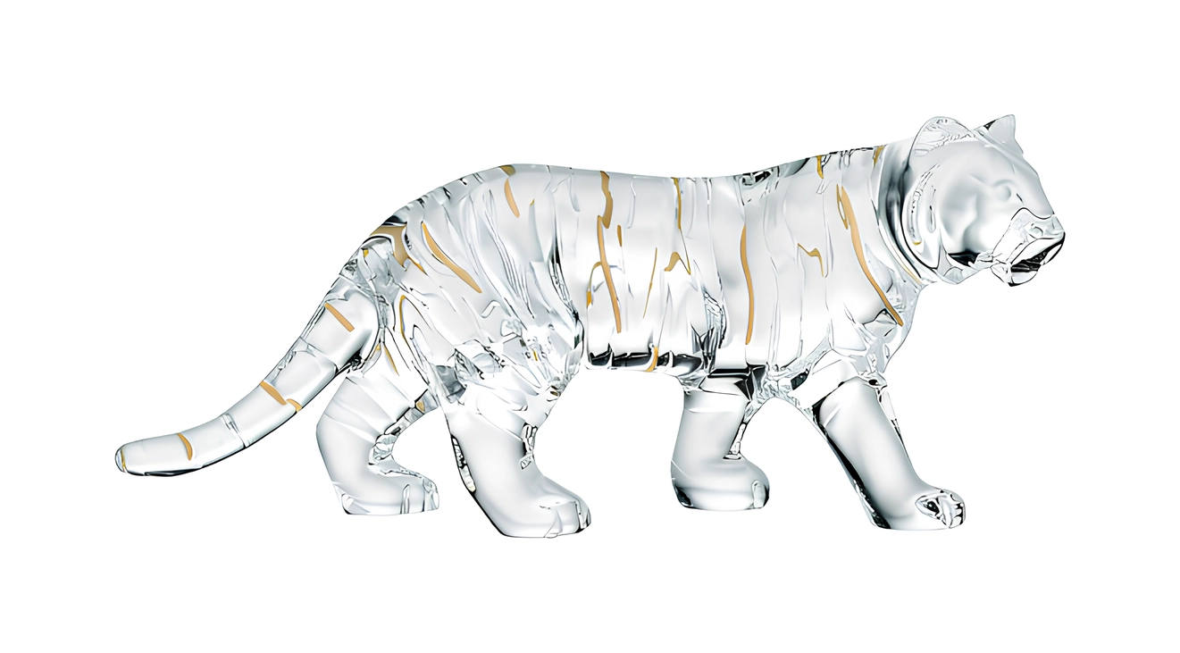 Статуэтка ZODIAQUE Тигр 8 см прозрачная с позолотой, хрусталь