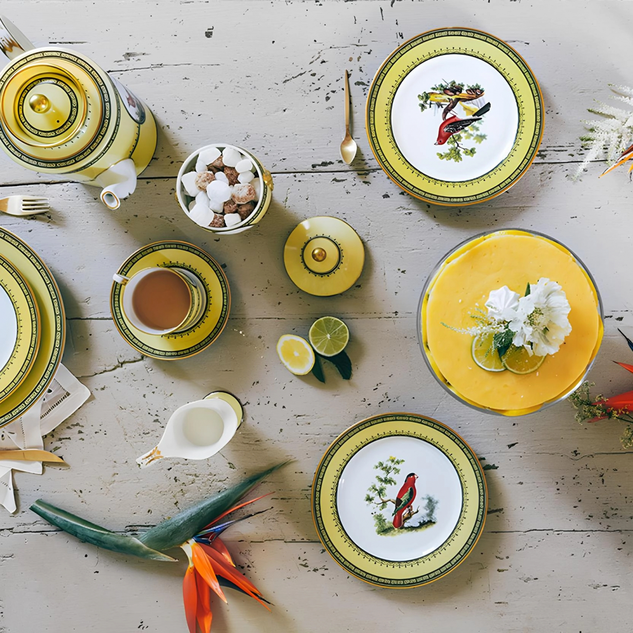 Сахарница OISEAUX DE BUFFON 200 мл жёлтая, фарфор Bernardaud L197/155