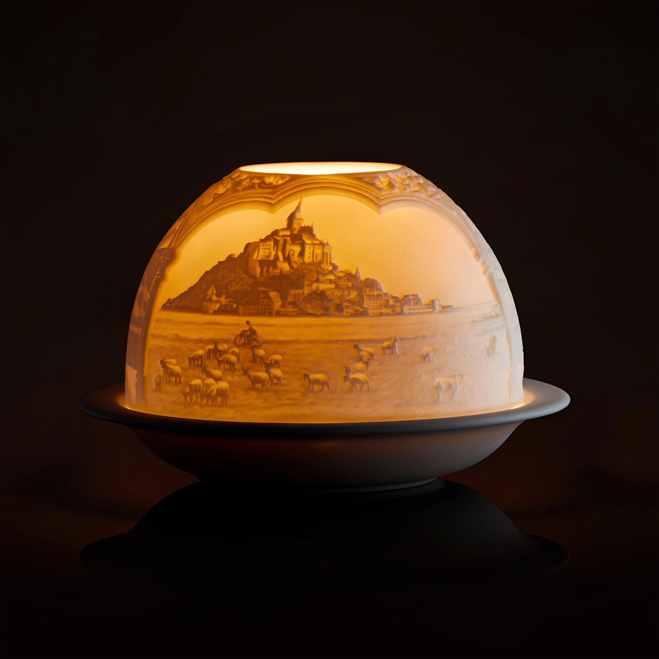 Подсвечник-литофан Mont Saint-Michel 13.3 см, фарфор – 2