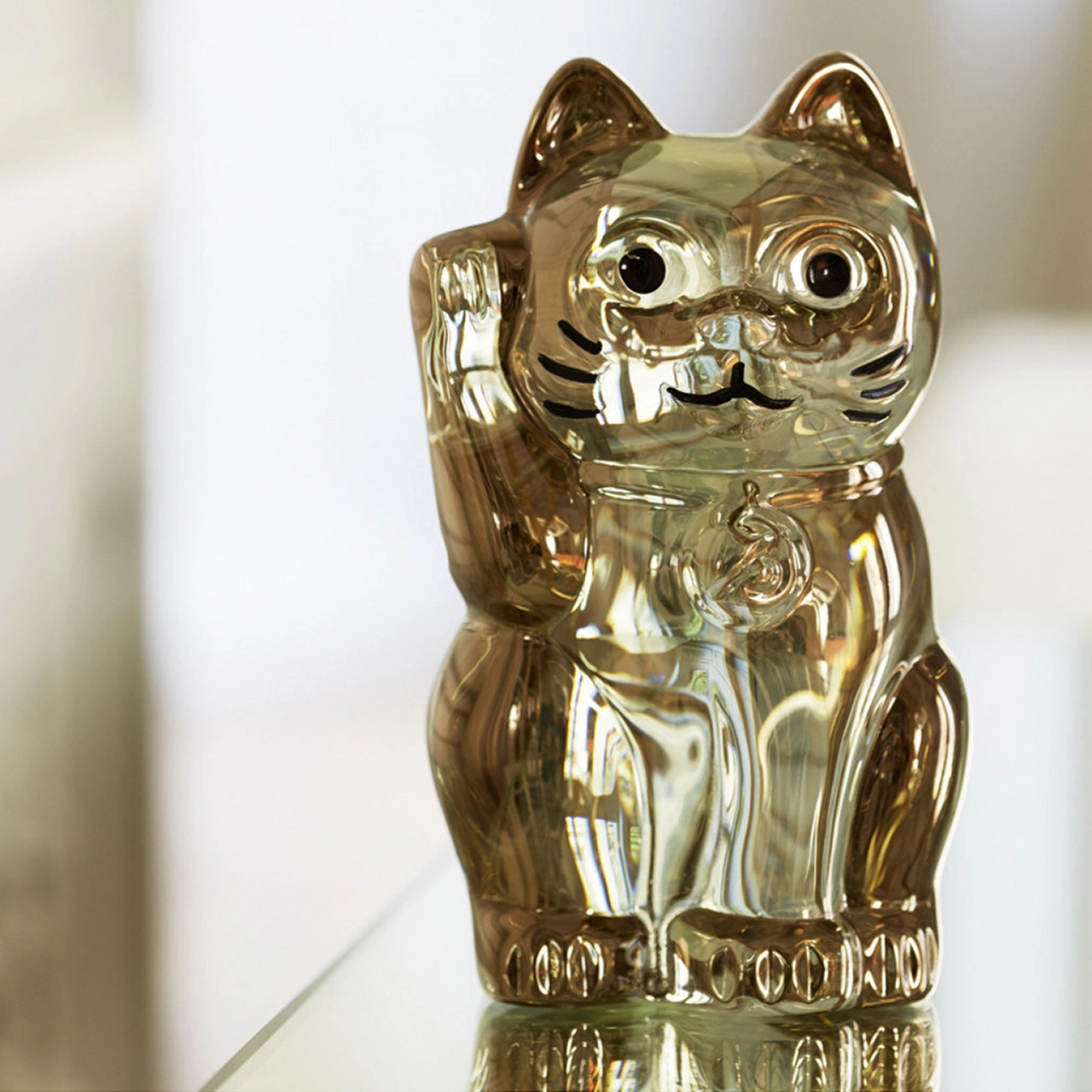 Статуэтка MANEKI NEKO Кошка 10 см золотая хрусталь – 2