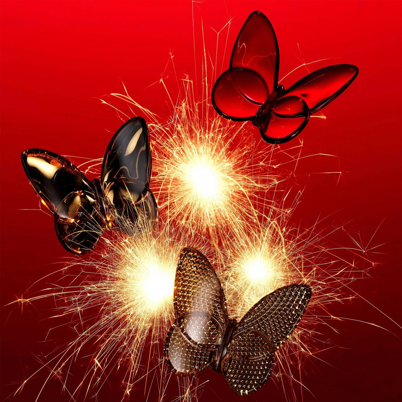 Статуэтка LUCKY BUTTERFLY DIAMOND Бабочка 8 см золотая хрусталь Baccarat 2812663