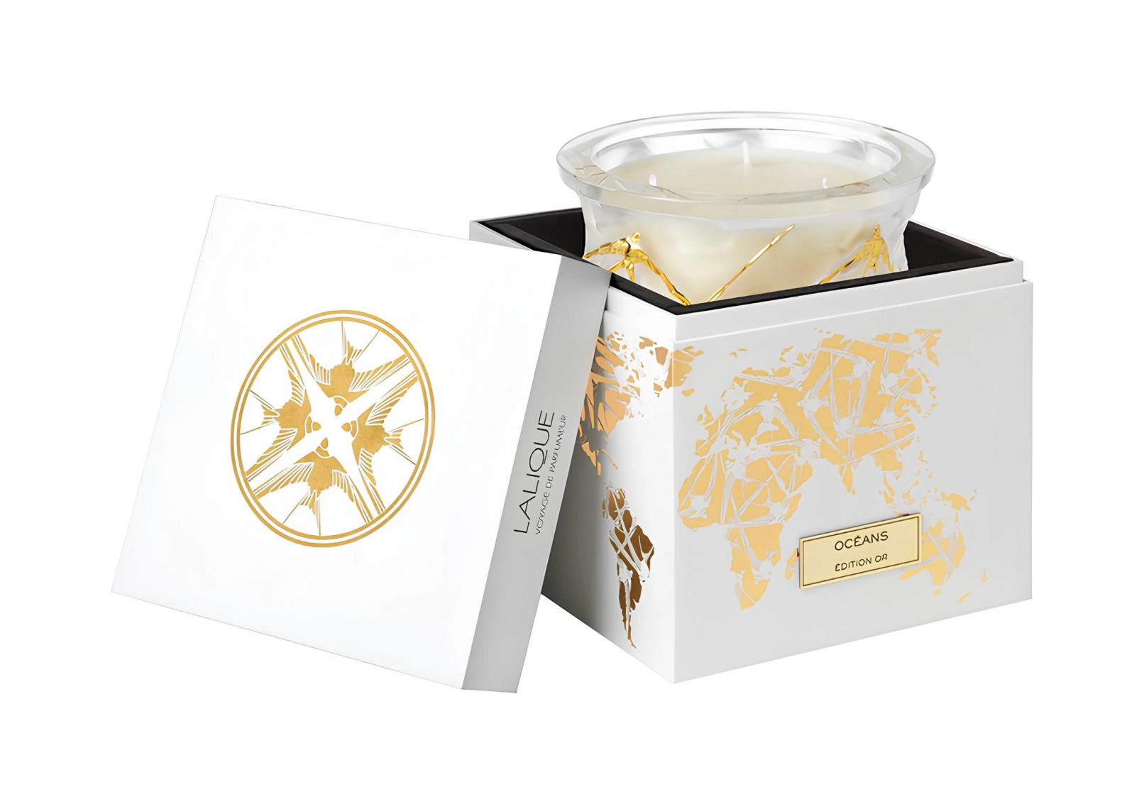 Cвеча Oceans Gold Edition 16 см золотая эмаль, хрусталь Lalique B14200