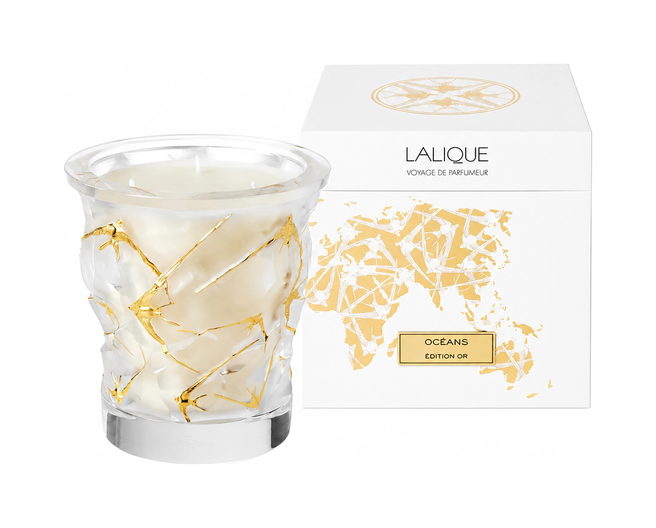Cвеча Oceans Gold Edition 16 см золотая эмаль, хрусталь Lalique B14200
